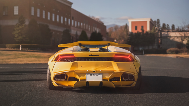 Lamborghini Yellow Rear 4k Wallpaper