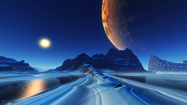 Landscape Cinematic Planets Reflection Wallpaper