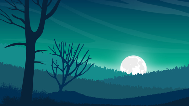 Landscape Moon Digital Evening 5k Wallpaper