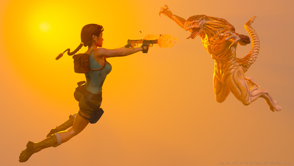 Lara Croft Vs Atlantis 4k Wallpaper