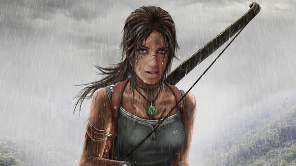 Lara Croft With Gun Wallpaper
