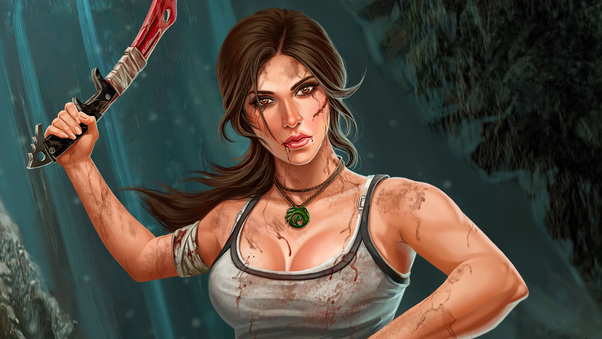 Lara Croft With Weapons 4k Wallpaper