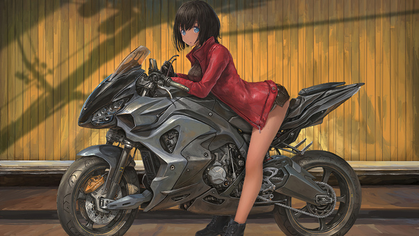 Leather Jackets Anime Girl On Bike 4k Wallpaper