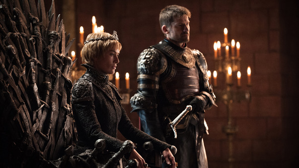 Lena Headey as Cersei Lannister and Nikolaj Coster Waldau as Jaime Lannister Wallpaper