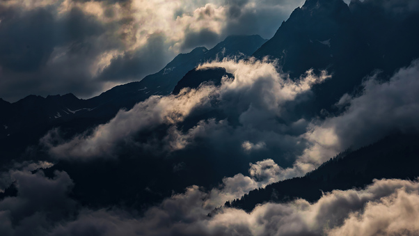 Light Clouds Mountains 4k Wallpaper