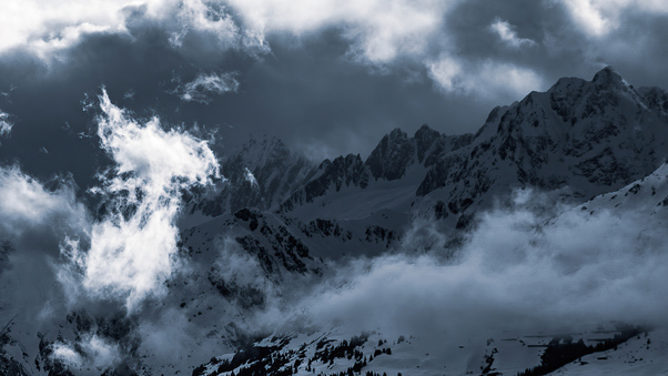 Light Clouds Mountains Snow 5k Wallpaper