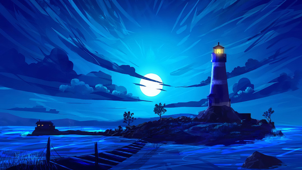 Lighthouse Illustration 4k Wallpaper