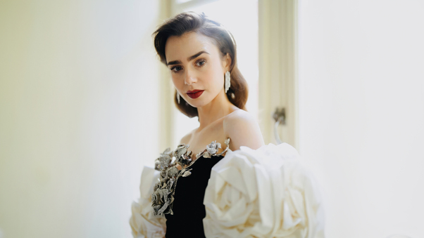 Lily Collins For Baftas Photoshoot 2024 Wallpaper