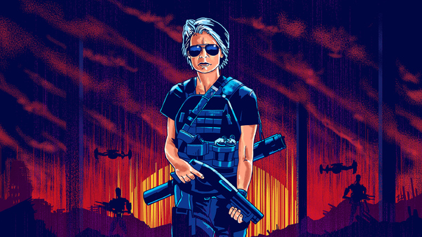 Linda Hamilton In Terminator Dark Fate Art Wallpaper