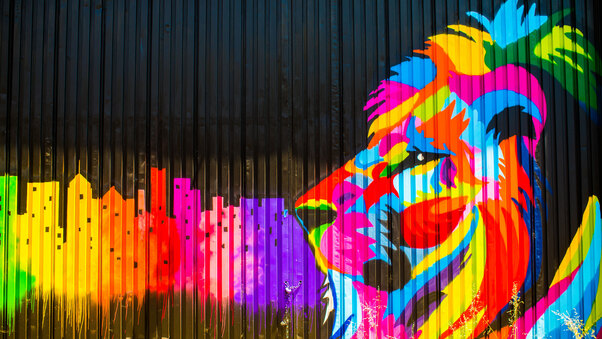Lion Graffiti 5k Wallpaper
