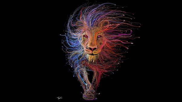 Lion Wires Art Wallpaper