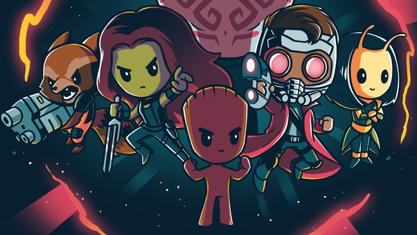 Little Guardians Of The Galaxy Art Wallpaper