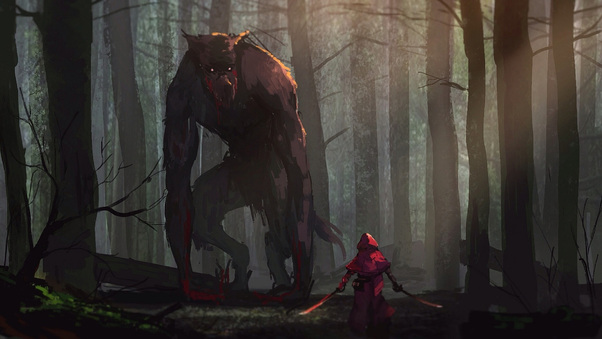 Little Red Riding Hood Vs Werewolves Fairy Tale Artwork Wallpaper
