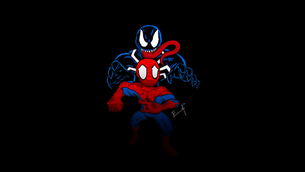 Little Spider Man And Venom Wallpaper