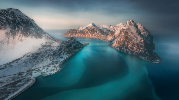 Lofoten From The Air Norway Wallpaper