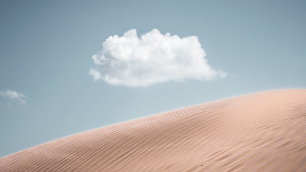 Lonely Cloud Above Desert 4k Wallpaper