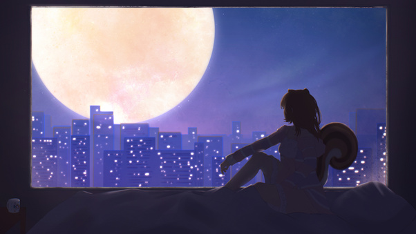 Lost In Thought Moonlight And City Views Wallpaper