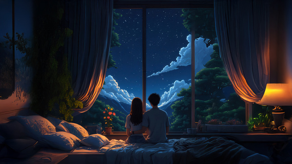 Love And The Night Sky (3000x2000) Resolution Wallpaper
