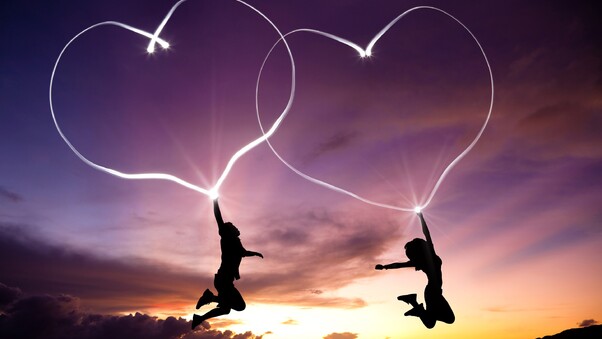 Love Hearts Pair Wallpaper