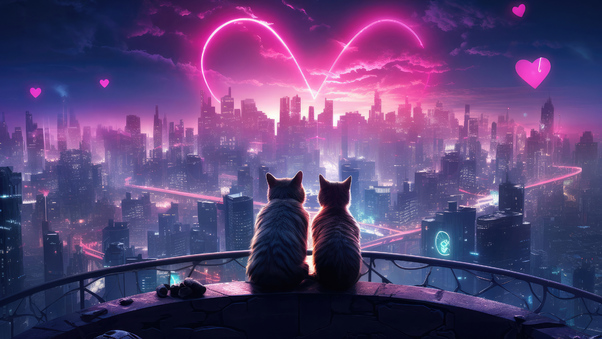 Love In The Neon Shadows Wallpaper