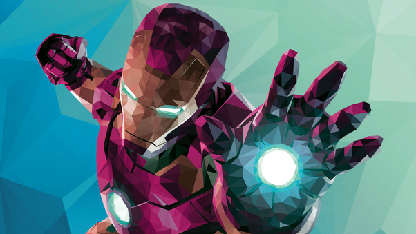 Low Poly Iron Man Graphic Design Wallpaper