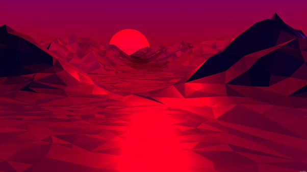 Low Poly Red 3d Abstract 4k Wallpaper