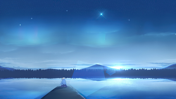 Lsat Night Scenery Anime Girl 4k Wallpaper