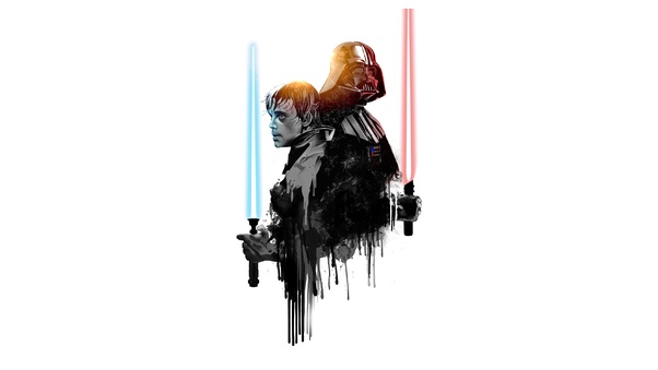 Luke And Darth Vader Artwork Wallpaper