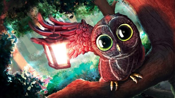 Magical Eyes Owl Digital Art Wallpaper
