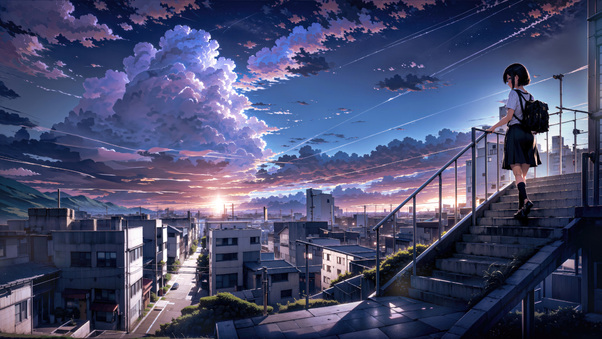 Makoto Shinkai Anime Cityscape 5k Wallpaper