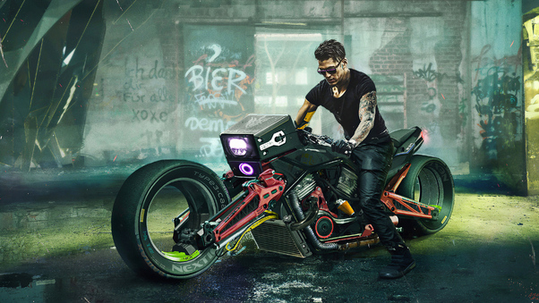 Man On Superbike Art Wallpaper