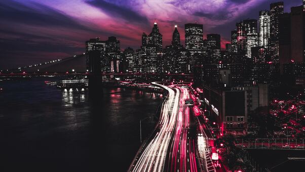 Manhattan City At Night Wallpaper