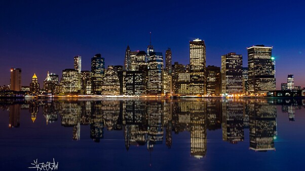 Manhattan Night Skyline Wallpaper