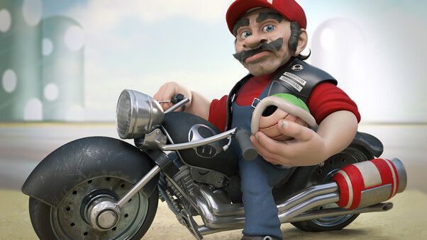 Mario On Harley Davidson Wallpaper