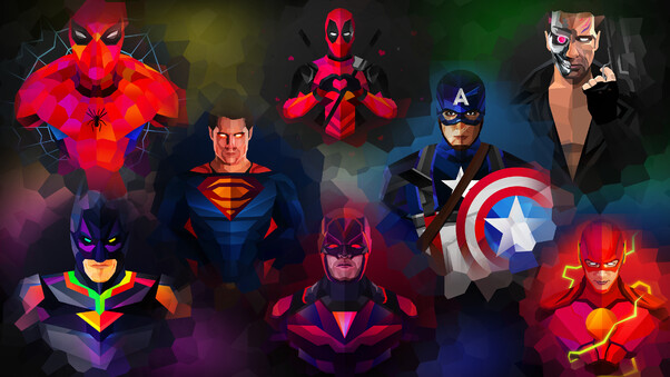 Marvel And Dc Low Poly Art Wallpaper