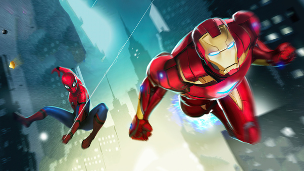 Marvel Puzzle Quest Iron Man And Spiderman 4k Wallpaper