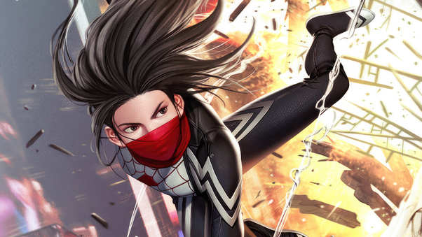 Marvel Silk Takes Center Stage Action Wallpaper