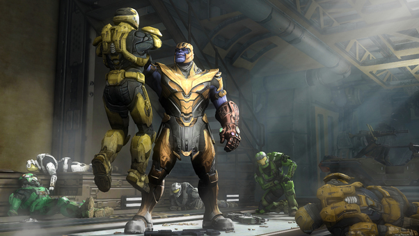 Marvel Thanos And Halo Spartan Wallpaper