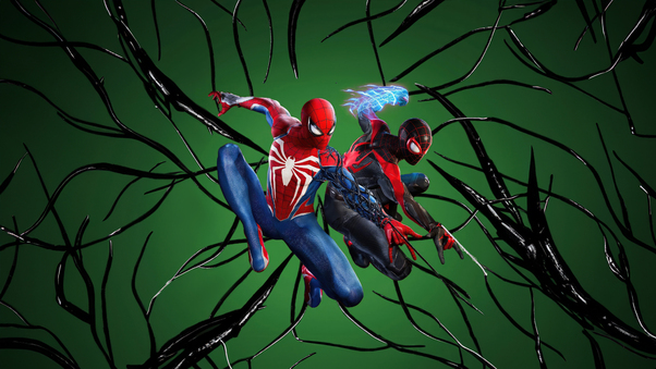 Marvels Spiderman Miles Morales Together Wallpaper