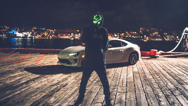 Mask Man With Car Wallpaper