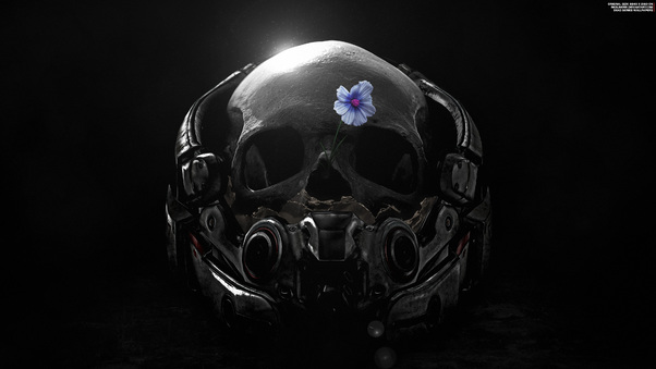 Mass Effect Andromeda Skull Flower Fanart 4k Wallpaper