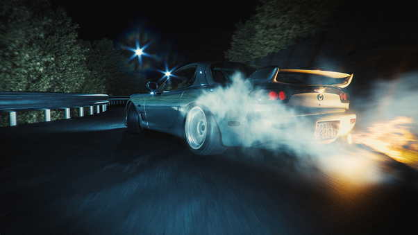 Mazda Rx7 Drifting Night 4k Wallpaper