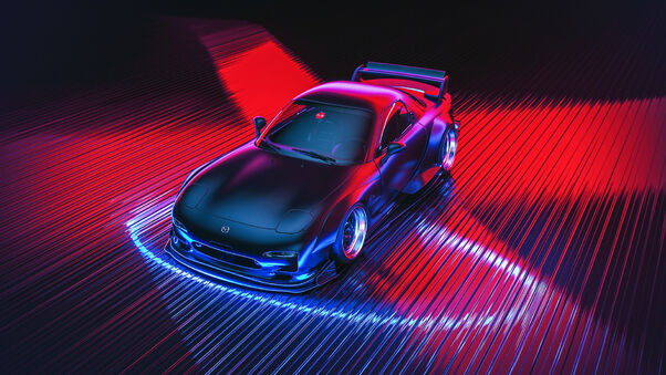 Mazda Rx7 Retro Digital Art Wallpaper