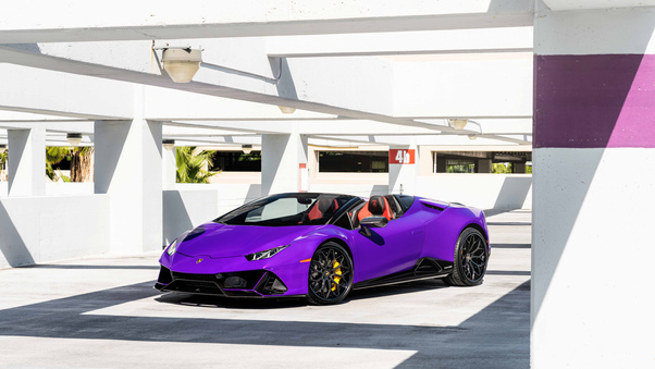 MC Purple Huracan Carbon EVO Front 8k Wallpaper