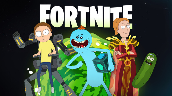 Mecha Morty Queen Summer And Mr Meeseeks In Fortnite Wallpaper