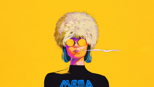 Mega Chic Abstract Girl Shines On Yellow Wallpaper