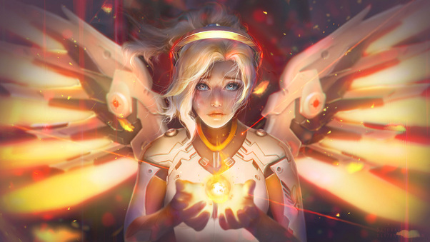 Mercy Angel Overwatch Fantasy Wallpaper