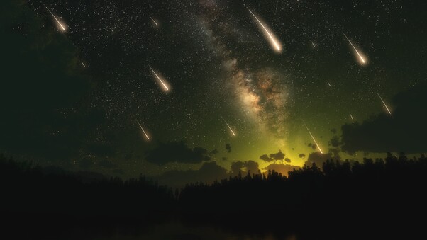 Meteors Dark Night Wallpaper