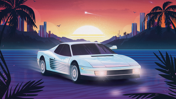 Miami Calling Retrowave Wallpaper