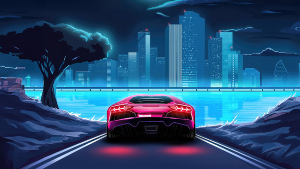 Miami Midnight Dreams Lamborghini Radiance In The Night Wallpaper